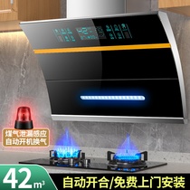 Japanese Cherry Blossom range hood gas stove package home kitchen large suction range hood gas stove set