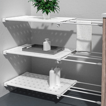 Tile corner retractable layered shelf wardrobe sub storage kitchen cabinet bathroom partition shelf nail free installation