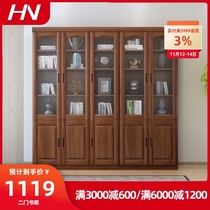 Modern simple solid wood bookcase free combination bookcase 234 door assembly bookcase study bookshelf cabinet Cabinet