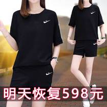 2022 Summer new SchNike sports suit womens big code casual sportswear fashion short sleeves 50% pants women
