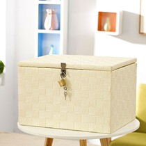 Locked storage box large with lid rattan storage box student dormitory snack basket book finishing envelope