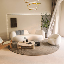 Light Lavish Lamb Suede Reception Sofa Relax Area Beauty Salon Nordic Creative Office Business VIP Guest Sofa