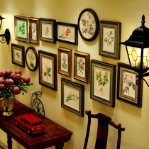 Light luxury solid wood photo wall decoration American photo frame retro European background wall combination creative photo wall deer Wall Wall Wall