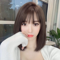 Wig womens short hair full real hair silk natural full head cover type collarbone hair shape summer wave head wig