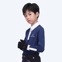 Equestrian clothing childrens T-shirt top long sleeve breathable quick-drying polo shirt for boys and girls riding competition Knight costume