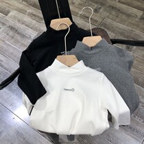 Boys cotton polished half high collar base shirt T-shirt 2021 autumn dress Korean children base long sleeve top tide