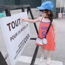 Childrens clothing girls Summer 2019 new set childrens skirt suspenders dress Princess skirt stripe vest skirt