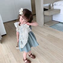 Girls dresses summer 2021 new sleeveless child princess dress Western style fashionable lace baby girl skirt