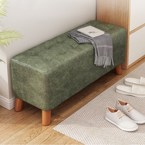 Long bench solid wood stool changing shoes stool home door light luxury sofa stool porch stool soft bag seat cushion light luxury can sit
