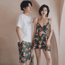 Couple Swimsuit Beach swimsuit women 2021 new seaside holiday honeymoon ins Wind swimsuit conservative spa set