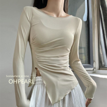 OHPEARL yoga women autumn and winter elastic tight quick-drying long sleeve training sports T-shirt irregular fitness top