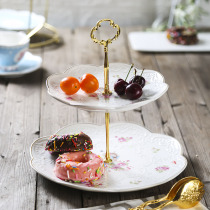 European two-layer cake rack rose relief snack plate display rack cake tray afternoon tea break candy plate
