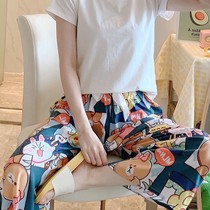 Cotton silk pajama pants summer artificial cotton explosive cotton silk home pants can be worn outside summer mosquito pants can be worn outside air conditioning pants