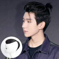 Samurai head wig male back head ponytail handsome Korean version of replacement film real hair mens wig forehead invisible long hair