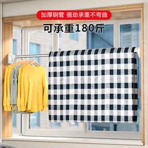 Non-perforated telescopic Clothes Clothes bar bathroom shower curtain rod balcony hanging clothes rod indoor curtain rod wardrobe support Rod frame
