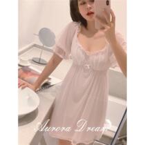 Sweet pajamas age cotton mesh lace sexy and Fairy nightgown female summer white girl beautiful princess style
