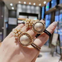 South Koreas Dongdaemun trend collection pearl Czech diamond metal texture simple commuter ball head rope hair ornament