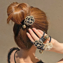 South Korea East Gate trend gathering ground pearl Camellia hair rope black and white fashion Japanese and Korean Hairband temperament high elasticity