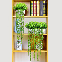 Living room artificial flower hanging orchid hanging vine green rattan money rattan with flowerpot rack fresh green plant decorative bookcase