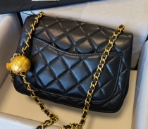 Double golden beads CF square fat chain Double Ball mini19cm new incense cover cowhide ringge women shoulder crossbody