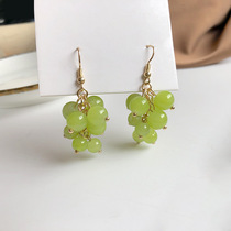 2021 summer new fresh earrings fashion forest green bead tassel grape earrings forest fruit ear clip