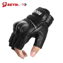 Four seasons motorcycle riding half-finger gloves leather carbon fiber Knight equipment men and women off-road locomotives