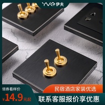 YVE black stainless steel 86 B & B hotel loft wind light luxury brass lever metal retro switch panel