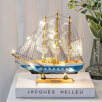 Smooth sailing sailing model decoration Living room room wine cabinet decoration Birthday gift female wooden craft boat man