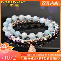 Kristou crystal bracelet female sweet niche design aquamarine handstring female sterling silver bracelet for girlfriend gift