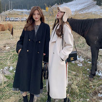 Double-sided wool coat female long 2021 autumn and winter New Korean foreign style double-breasted woolen coat