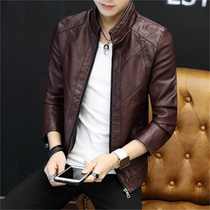 Leather leather men 2021 autumn and winter slim trend handsome mens leather jacket motorcycle casual thick coat men