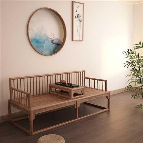 New Chinese style telescopic solid wood Old elm Arhat bed Push-pull bed Sofa Small apartment type Sand Q hair collapse chair Mortise and mortise furniture Zen