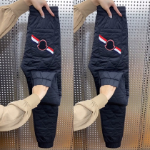 Winter casual down cotton pants for men and women with thick cold-resistant wind-proof feet warm pants fashion wear trousers tide