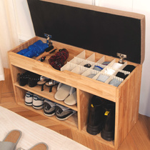 Solid wood shoe stool for home home shoe stool type shoe cabinet shoe rack can sit at the door for storage and shoe stool integrated stool