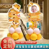 Mengti babys hundred birthday photo decoration Kt board full moon 100 day banquet scene layout instructions welcoming card customization