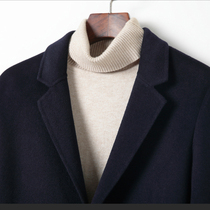 Autumn and winter New thick double-sided wool coat Korean version of English style long cashmere blazer mens tide