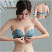 Thin summer strapless non-slip front buckle underwear womens small chest gathered without steel ring beauty back seamless bra set