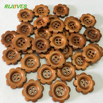 Flower Shape Wooden Buttons Scraping Natural Wood button Fas