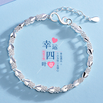 Four-leaf Clover Sterling Silver Bracelet Girls Summer 999 Foot Silver Bracelet ins Small Premium Birthday Gift for Girlfriend