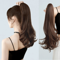 Pony-tailed wig female strap high ponytail ultra-light Korean micro-roll long curly hair grab clip Net red can tie long hair