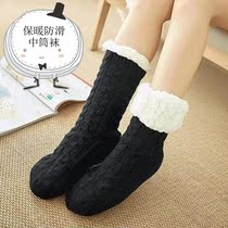 Floor socks autumn and winter plus velvet thickened adult sleep socks indoor home non-slip socks children warm moon socks