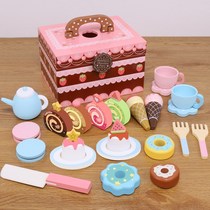 Toy wooden childrens kitchen bucket simulation music model cut house Fruit Cake kitchen