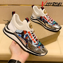 Luxury dad shoes mens ins tide thick bottom leather mens shoes new high-end help European goods Net red leisure sports shoes