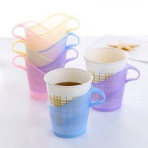 Thickened disposable paper cup cup holder with hard plastic tea tray heat insulation holder transparent water Cup Cup holder environmentally friendly