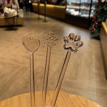 Cute girl heart glass mixing stick Milk tea coffee mixing spoon Cat claw cherry blossom spoon Drink cereal mixing stick