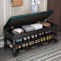 Entrance to the house Shoes Stool Home Doorway Light Lavish Shoes Cabinet Sitting Stool Shoe Rack Wearing Shoes Stool Storage American Extremely Narrow Solid Wood Stools