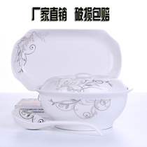 Soup bowl fish plate spoon special price Jingdezhen ceramic with lid pot big soup bowl fish plate cutlery set can be Microwave