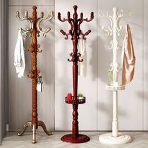 Solid wooden cap frame floor bedroom hanger rack single rod vertical household living room simple modern clothing shelf collection