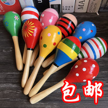 Childrens wooden sand hammer kindergarten baby Dance Dance props sand ball baby early education Music Percussion instrument toy