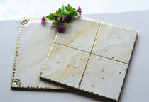 Gold-plated gold-edged Crystal brick gold-edged ceramic tile European matte flash green marble glazed tile kitchen and bathroom tile 300X300